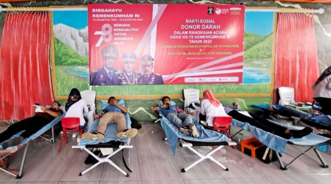 Rangkaian HDKD ke-78, Kanim Parepare dan Lapas Parepare Gelar Kegiatan Donor Darah