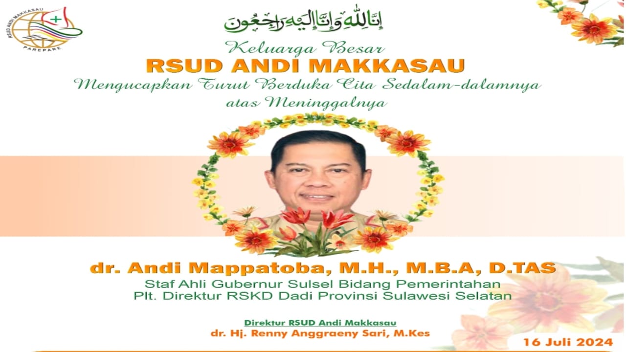 Plt Direktur RSKD Dadi Makassar Wafat, Manajemen RS Andi Makkasau Parepare Ucapkan Belasungkawa