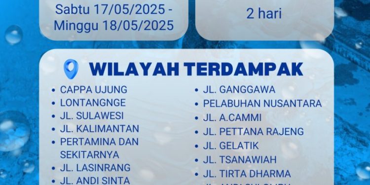 PAM Tirta Karajae mengumumkan gangguan distribusi air bersih di sejumlah wilayah Parepare