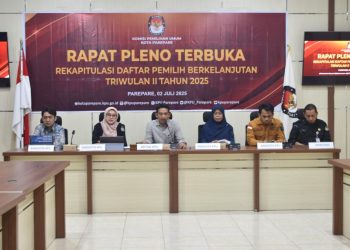 Suasana rapat pleno KPU Parepare tentang pemutakhiran data pemilih Triwulan II 2025