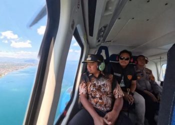 Helikopter patroli udara Wali Kota dan Kapolres Parepare saat memantau kondisi Kamtibmas