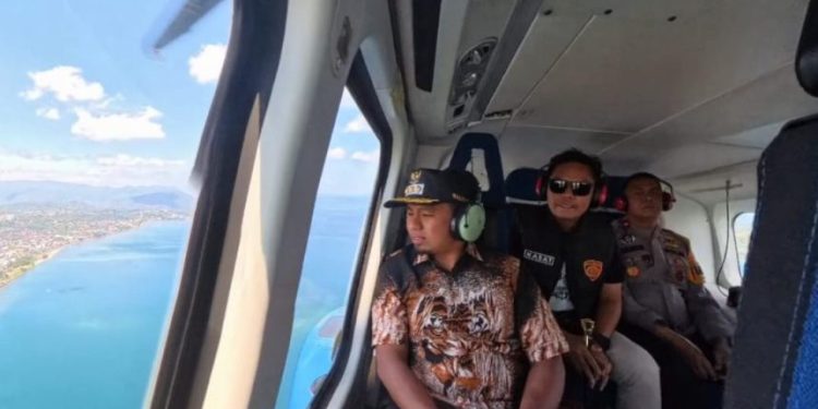 Helikopter patroli udara Wali Kota dan Kapolres Parepare saat memantau kondisi Kamtibmas