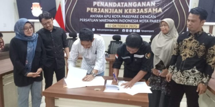 KPU Parepare dan PWI resmi tandatangani perjanjian kerjasama