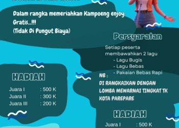 Suasana kegiatan Kampung Enjoy Parepare dengan lomba karaoke dan kegiatan UMKM