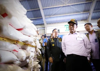 Mentan Amran Sulaiman saat menyita beras ilegal di Kepulauan Riau