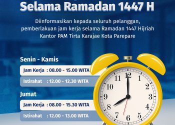 Kantor PAM Tirta Karajae Parepare selama jam pelayanan Ramadan