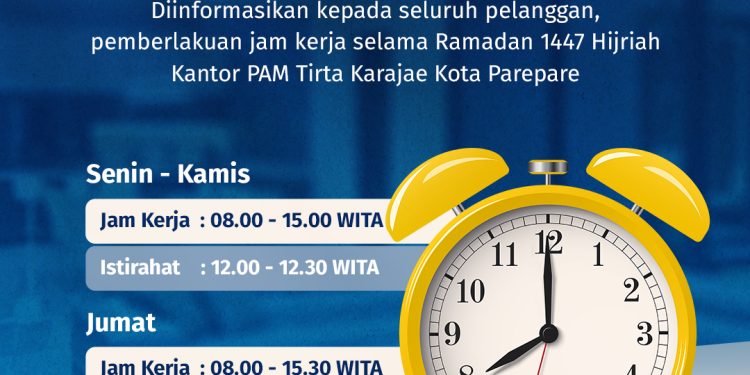 Kantor PAM Tirta Karajae Parepare selama jam pelayanan Ramadan