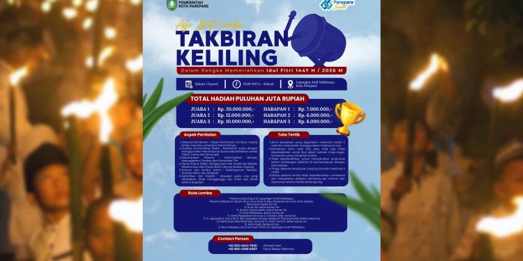 Lomba takbiran keliling Parepare Idulfitri 2026 di Lapangan Andi Makkasau