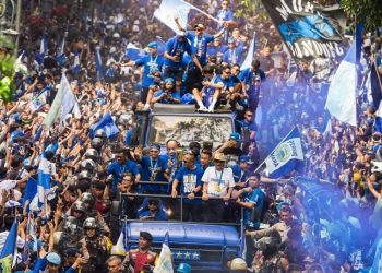 Bobotoh rayakan Persib Bandung juara Liga 1 2025/2026 di Kota Bandung