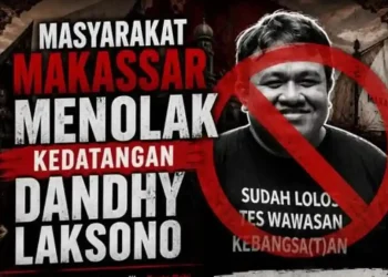 Poster penolakan Dandhy Dwi Laksono di Makassar terkait film dokumenter Pesta Babi