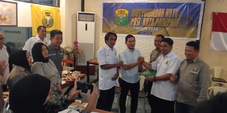 Ketua PBSI Parepare Amarun Agung Hamka usai terpilih pada Muskot PBSI Parepare 2026
