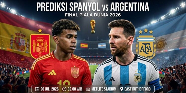 Prediksi Spanyol vs Argentina pada final Piala Dunia 2026 menampilkan duel Lionel Messi dan Lamine Yamal