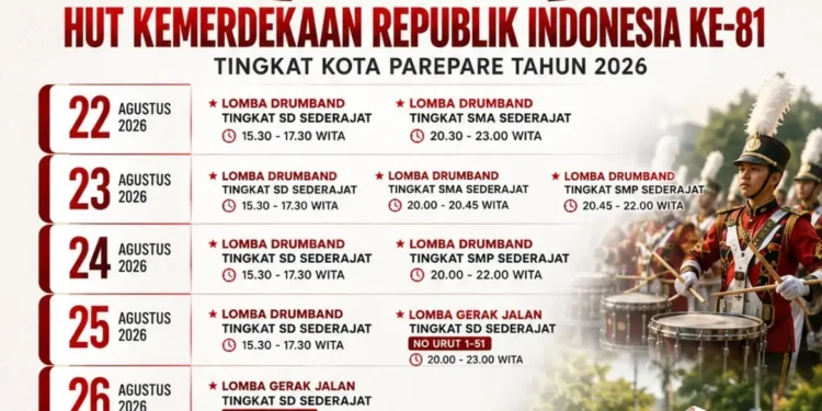 HUT ke-81 RI Parepare dengan rangkaian kegiatan kemerdekaan 2026