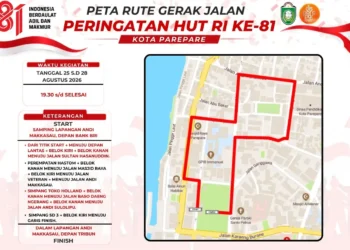 Rute gerak jalan Parepare dalam rangka HUT RI ke-81 Kota Parepare