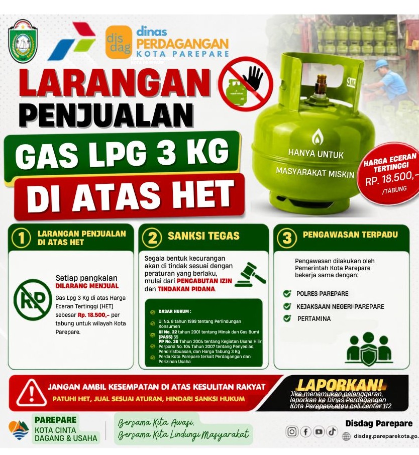 LPG 3 Kg Parepare Normal, Pangkalan Diminta Patuhi HET