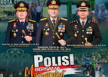 Polisi Bersama Masyarakat, spanduk Polres Parepare di depan markas kepolisian